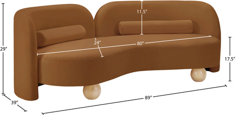 Camden 89" Saddle Velvet Upholstered Sofa, 1 Piece