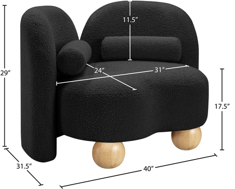 Camden Black Boucle Fabric Upholstered Chair, 1 Piece