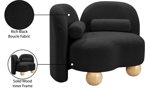 Camden Black Boucle Fabric Upholstered Chair, 1 Piece