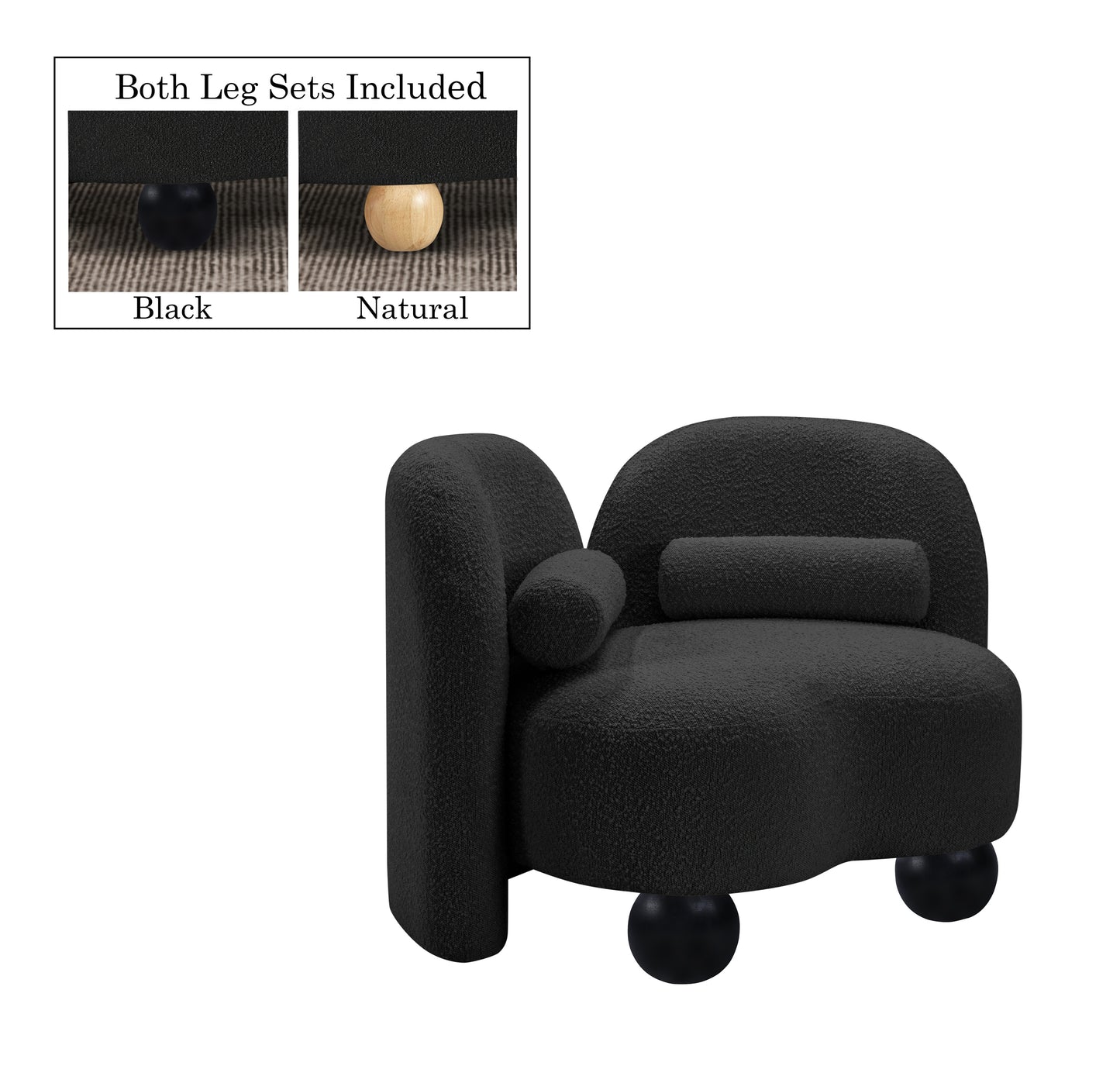 harlow black boucle fabric chair