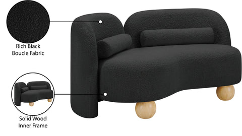 Camden 64" Black Boucle Fabric Upholstered Loveseat, 1 Piece