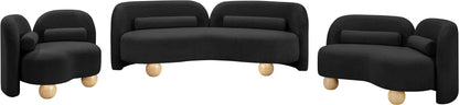 Harlow Black Boucle Fabric Loveseat