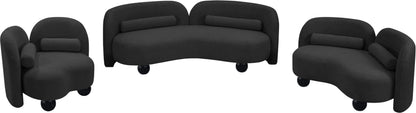 Harlow Black Boucle Fabric Loveseat