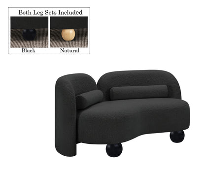 Harlow Black Boucle Fabric Loveseat