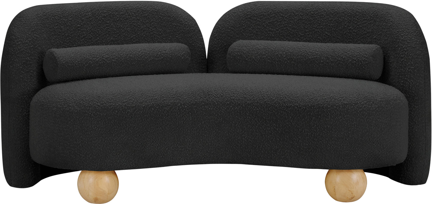 harlow black boucle fabric loveseat