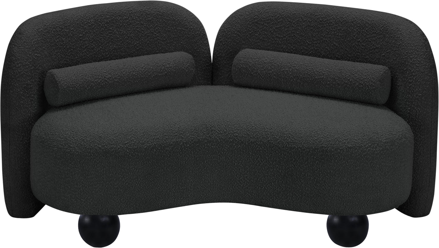 harlow black boucle fabric loveseat