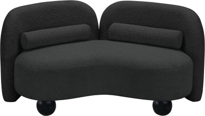 Harlow Black Boucle Fabric Loveseat