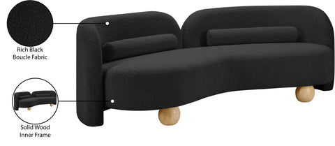 Camden 89" Black Boucle Fabric Upholstered Sofa, 1 Piece