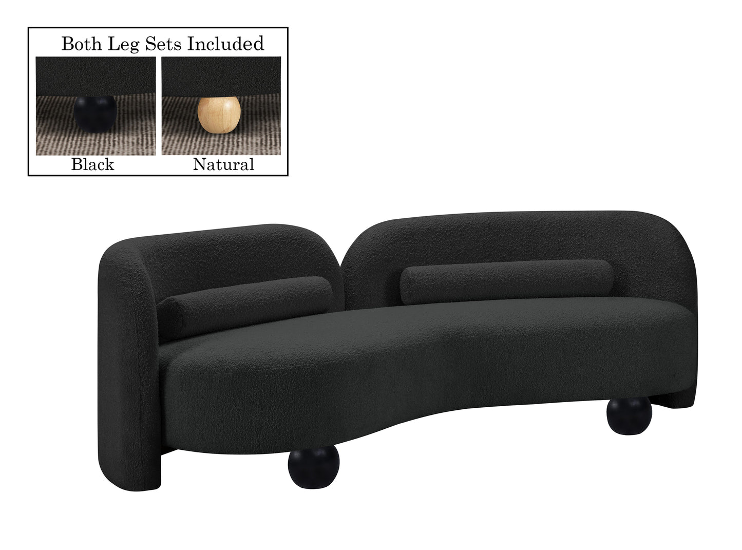 harlow black boucle fabric sofa