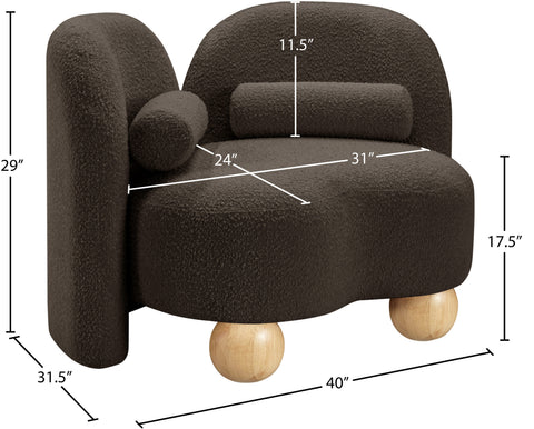 Camden Brown Boucle Fabric Upholstered Chair, 1 Piece
