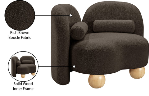 Camden Brown Boucle Fabric Upholstered Chair, 1 Piece