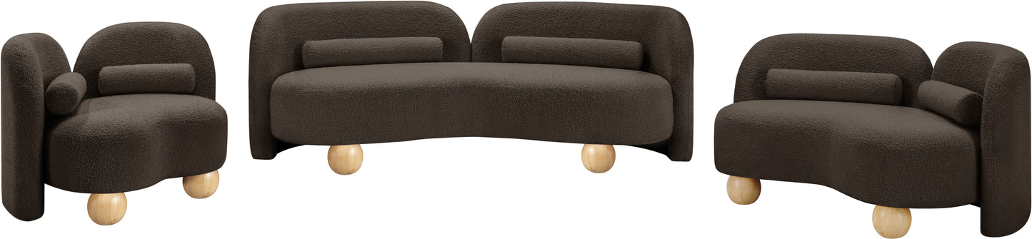 harlow brown boucle fabric chair