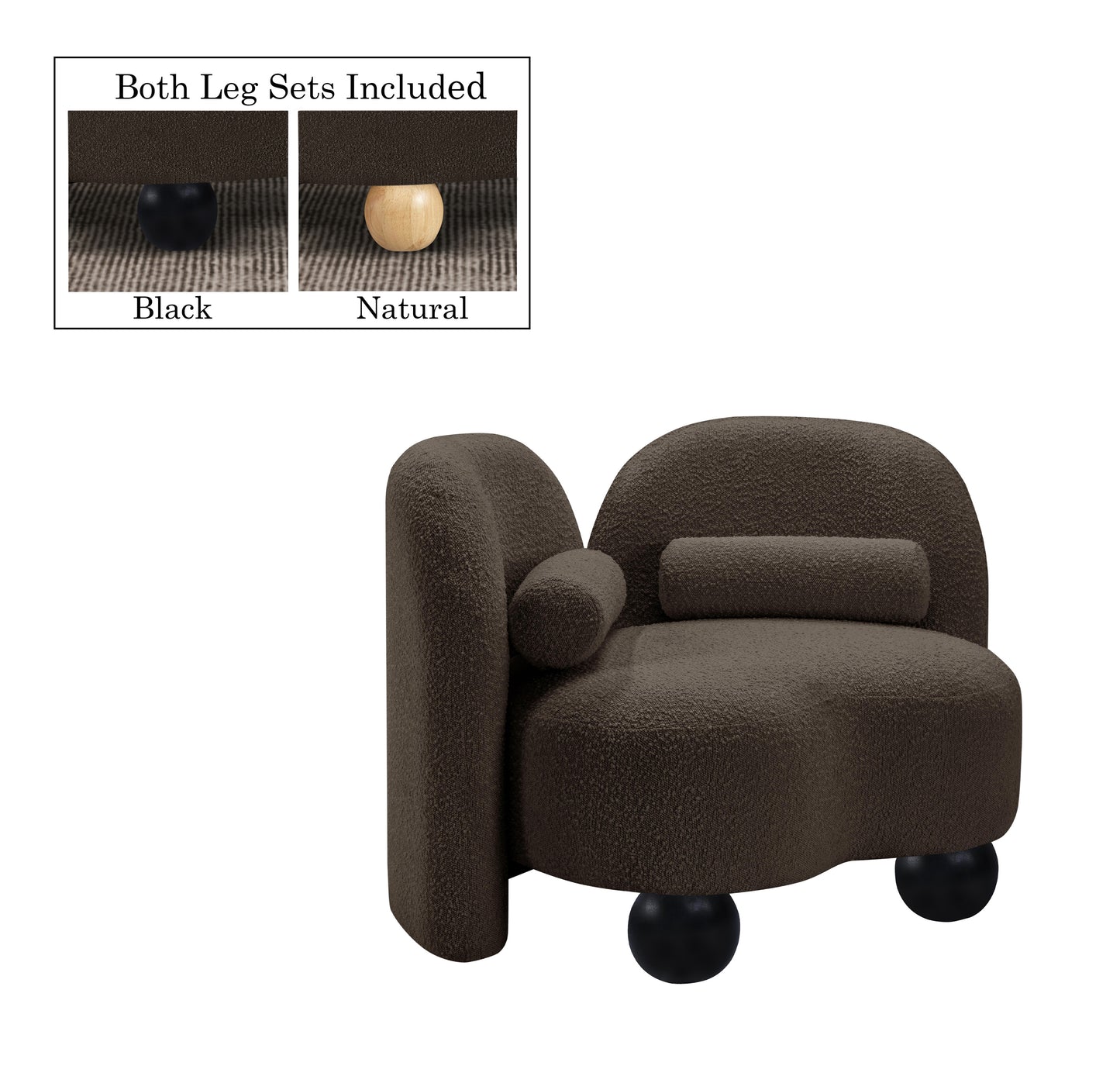 harlow brown boucle fabric chair