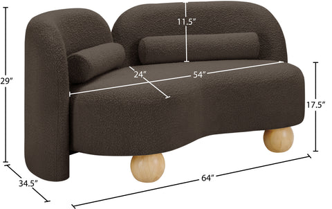Camden 64" Brown Boucle Fabric Upholstered Loveseat, 1 Piece