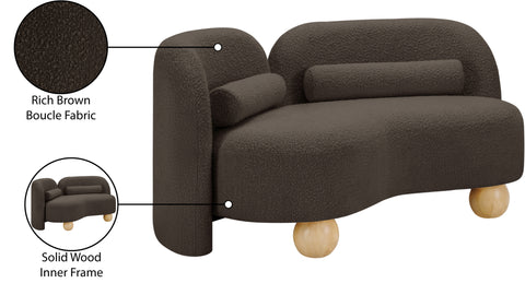 Camden 64" Brown Boucle Fabric Upholstered Loveseat, 1 Piece