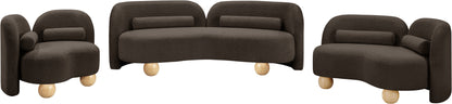 Harlow Brown Boucle Fabric Loveseat