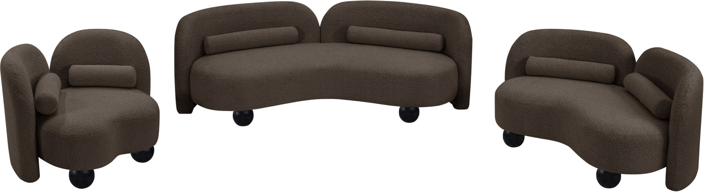 harlow brown boucle fabric loveseat