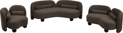 Harlow Brown Boucle Fabric Loveseat