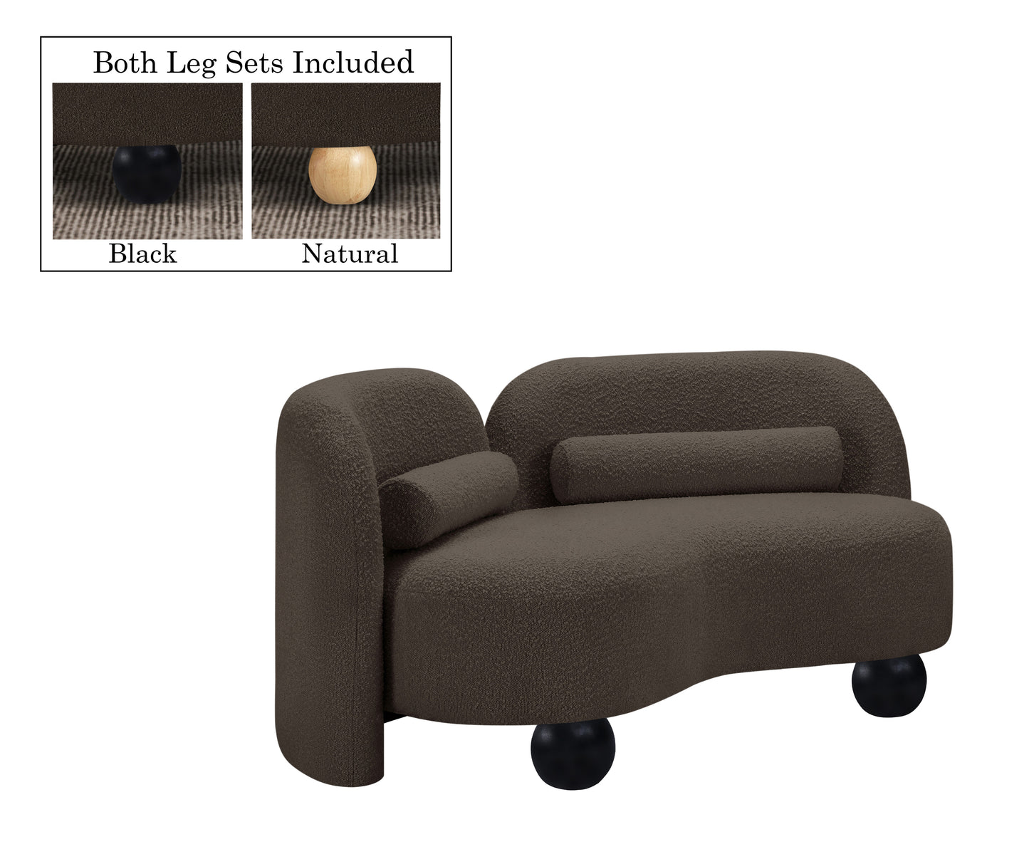 harlow brown boucle fabric loveseat