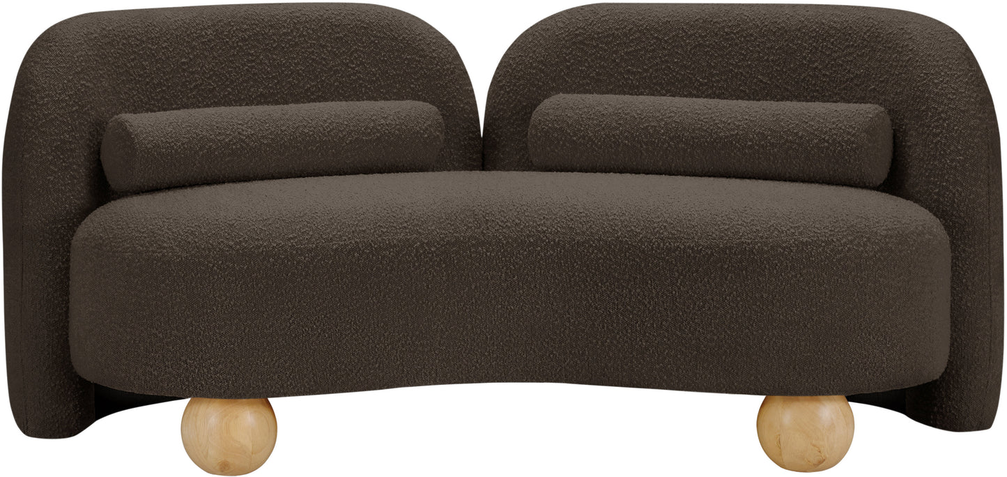 harlow brown boucle fabric loveseat