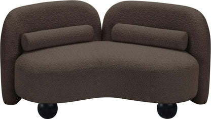 Harlow Brown Boucle Fabric Loveseat