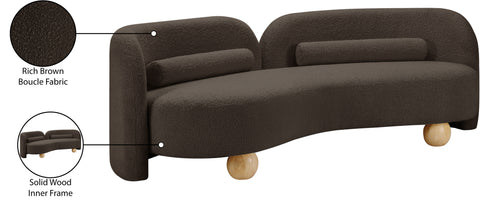 Camden 89" Brown Boucle Fabric Upholstered Sofa, 1 Piece