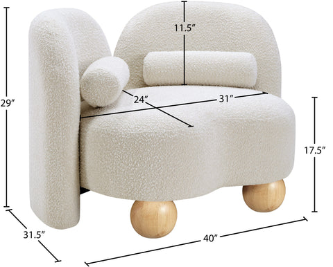 Camden Cream Boucle Fabric Upholstered Chair, 1 Piece
