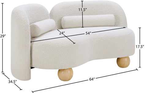 Camden 64" Cream Boucle Fabric Upholstered Loveseat, 1 Piece