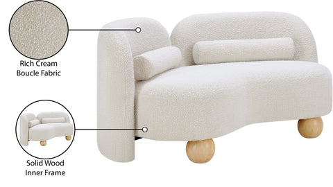 Camden 64" Cream Boucle Fabric Upholstered Loveseat, 1 Piece