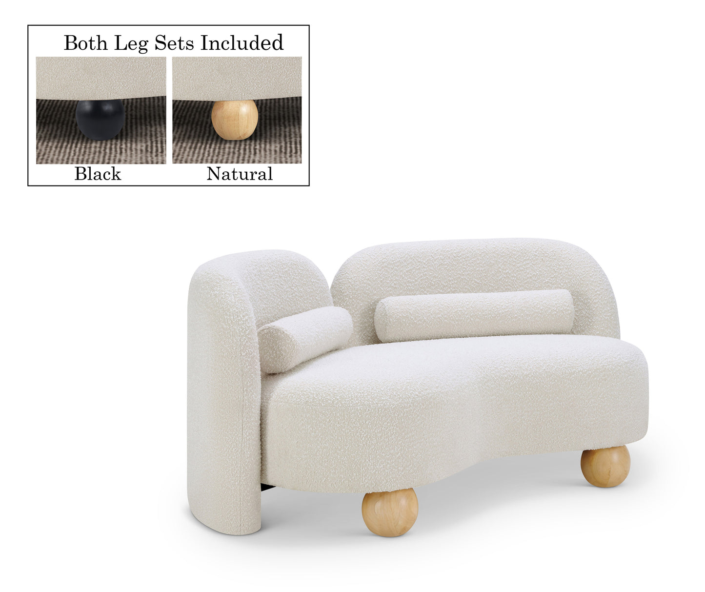 harlow cream boucle fabric loveseat