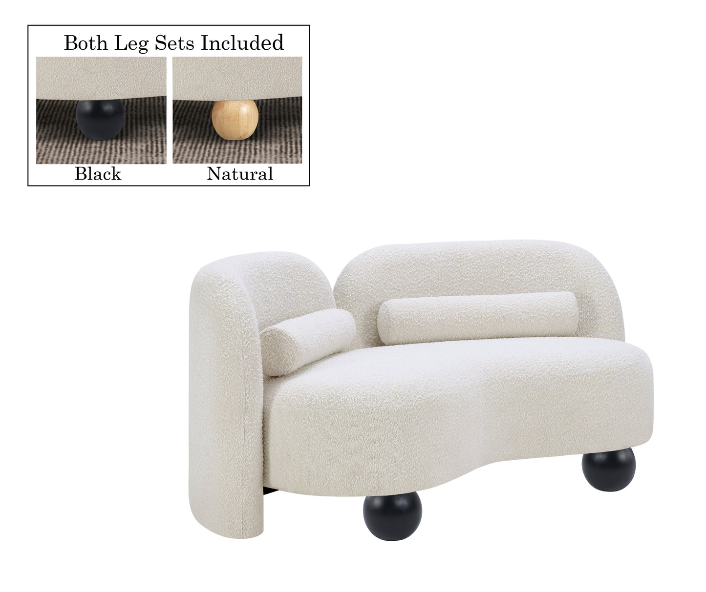 harlow cream boucle fabric loveseat