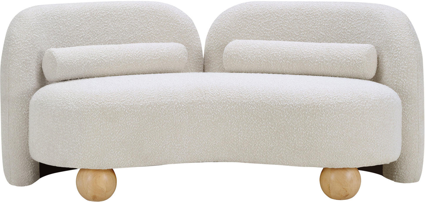 harlow cream boucle fabric loveseat