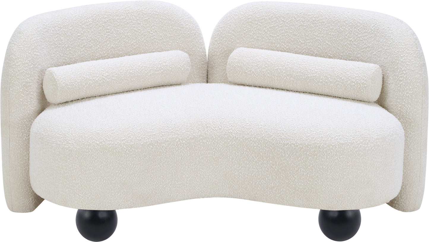 harlow cream boucle fabric loveseat