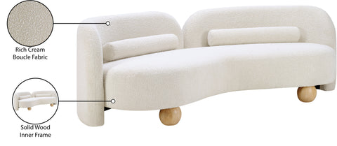 Camden 89" Cream Boucle Fabric Upholstered Sofa, 1 Piece