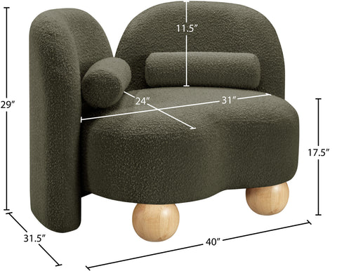Camden Olive Boucle Fabric Upholstered Chair, 1 Piece