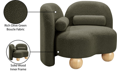 Camden Olive Boucle Fabric Upholstered Chair, 1 Piece