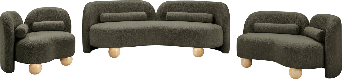 harlow olive boucle fabric chair