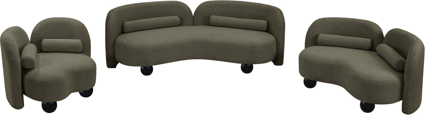 harlow olive boucle fabric chair