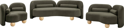 Harlow Olive Boucle Fabric Loveseat