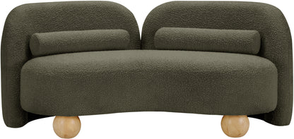 Harlow Olive Boucle Fabric Loveseat