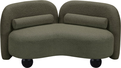 Harlow Olive Boucle Fabric Loveseat