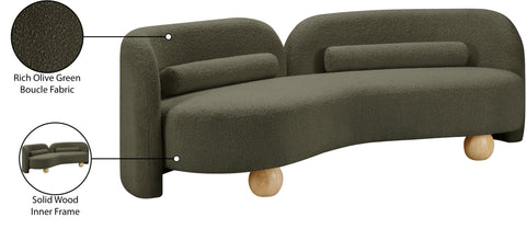 Camden 89" Olive Boucle Fabric Upholstered Sofa, 1 Piece