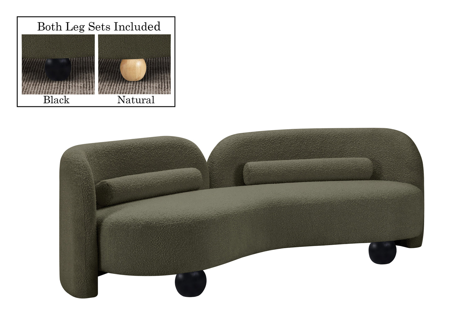 harlow olive boucle fabric sofa