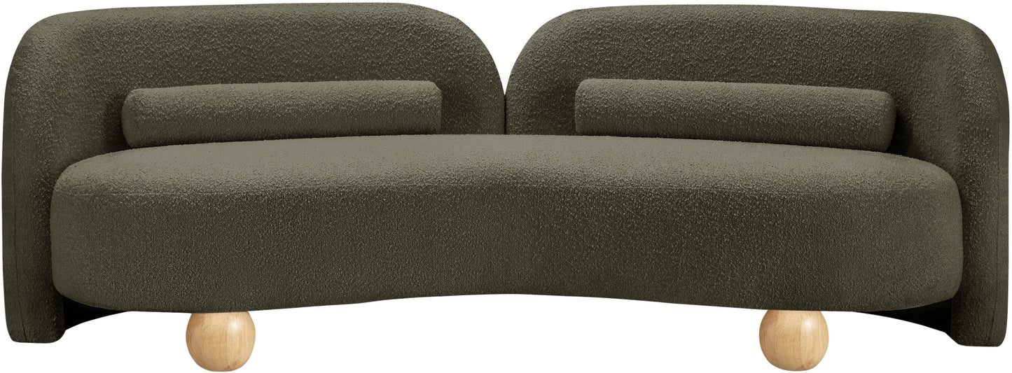 harlow olive boucle fabric sofa