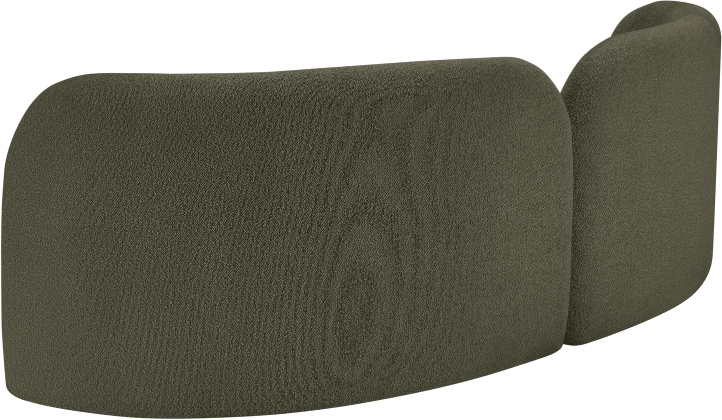 harlow olive boucle fabric sofa