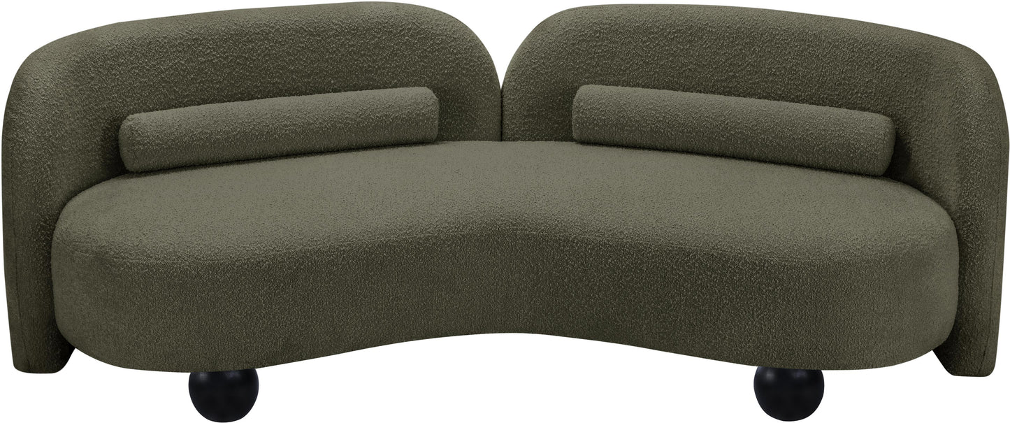 harlow olive boucle fabric sofa