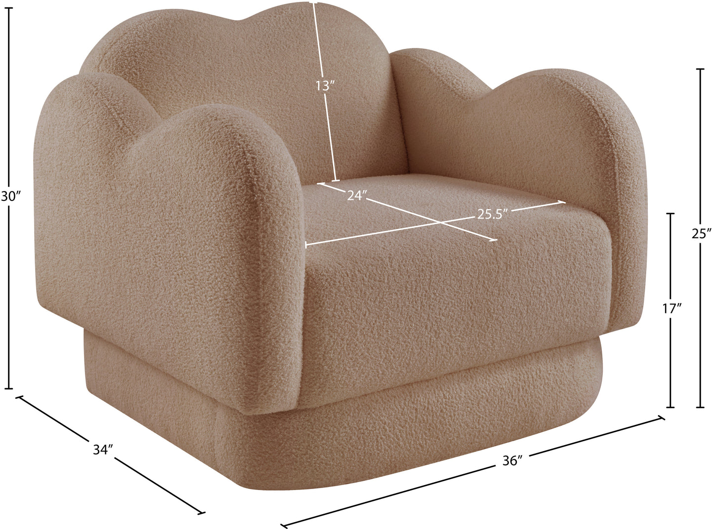 porsha beige teddy fabric chair