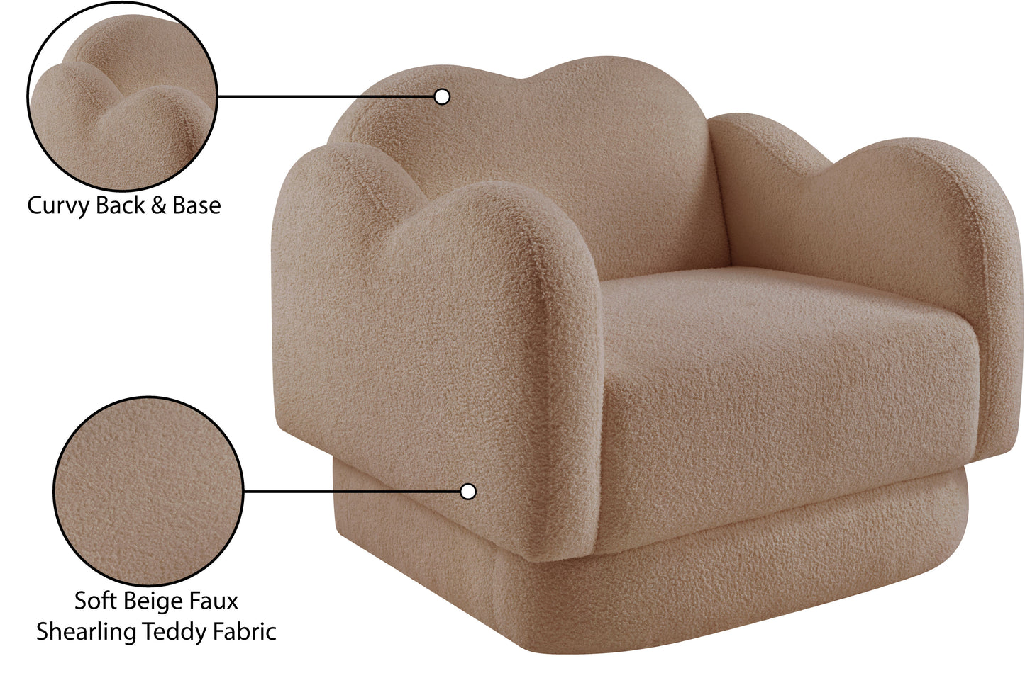 porsha beige teddy fabric chair