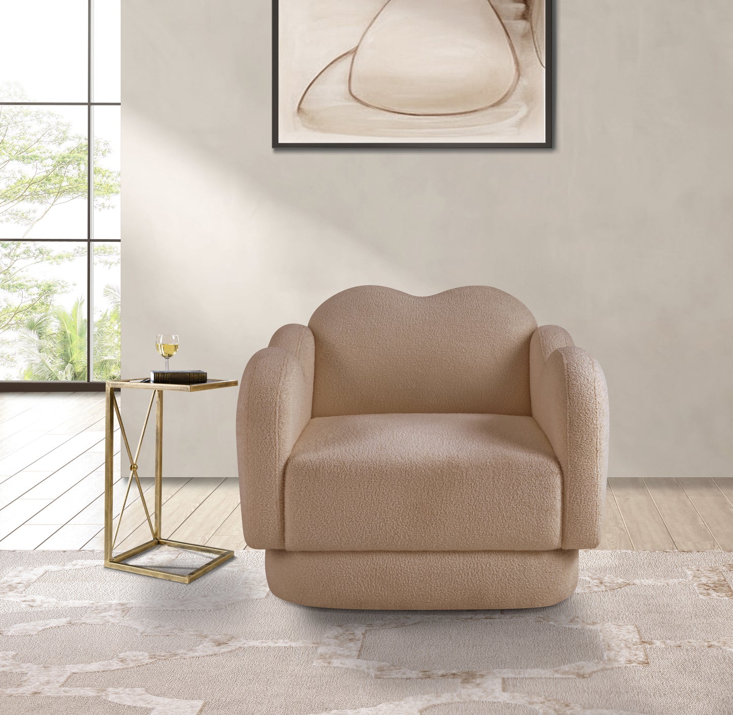 porsha beige teddy fabric chair