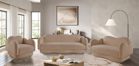 Celeste Beige Teddy Fabric Upholstered Chair, 1 Piece